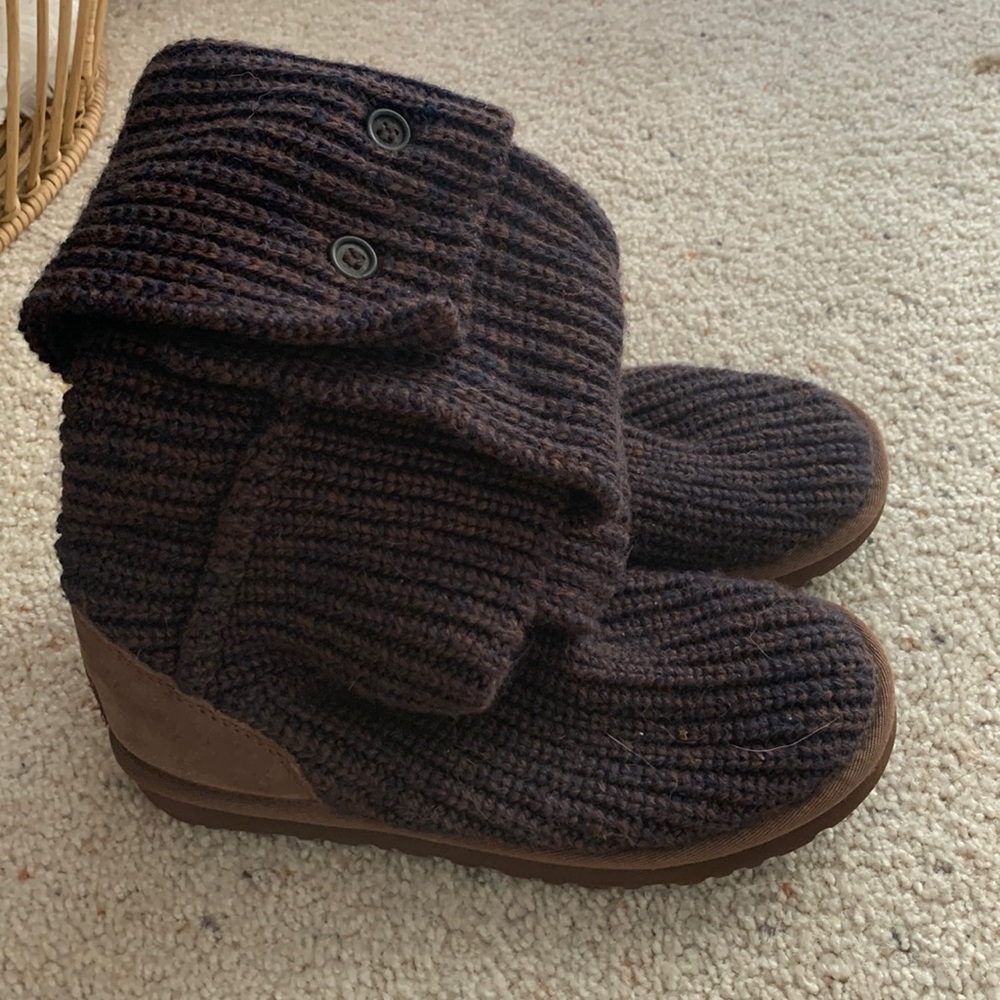 Ugg boots. Purple/plum color. Knit. Worn twice. Size 7.